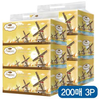 해피니스 미용티슈 200매 x 3P