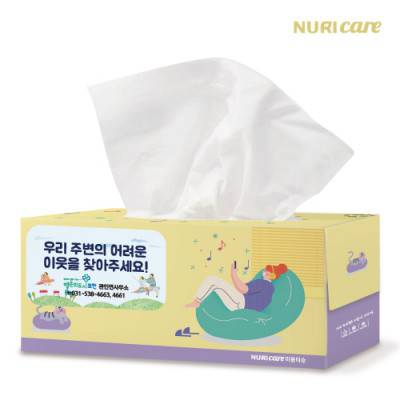 고급 미용티슈 200매 (스티커부착) 각티슈