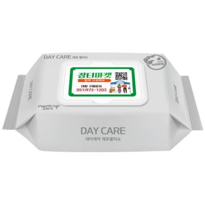 데이케어 제로 생분해물티슈40매(40gsm)캡형 녹색인증 FSC인증원단
