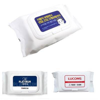 국산정품-무광 흰색물티슈 캡형 60매 40g