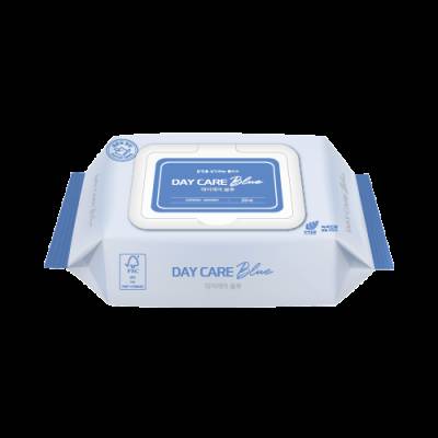 데이케어 블루 생분해 물티슈 20매엠보(60gsm) 캡 FSC원단 녹색인증비닐