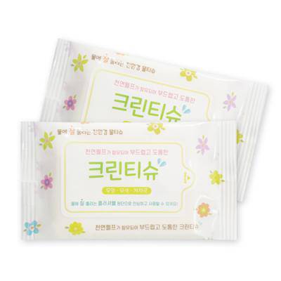 천연 펄프 종이 물티슈 (10매- 꽃)