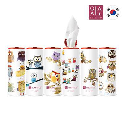 잇소 슬림티슈 60매 행복을 부르는 부엉이+뚜껑스티커부착