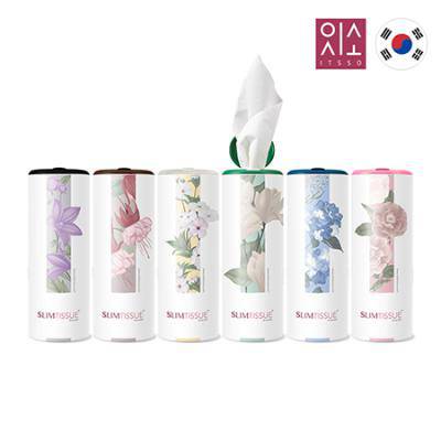 잇소 슬림티슈 60매 인테리어 꽃+뚜껑스티커부착