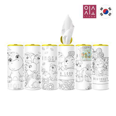 잇소 슬림티슈 60매 이색DIY 공룡+뚜껑스티커부착
