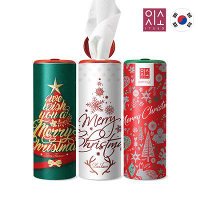 잇소 슬림티슈 60매 크리스마스티슈+뚜껑스티커부착